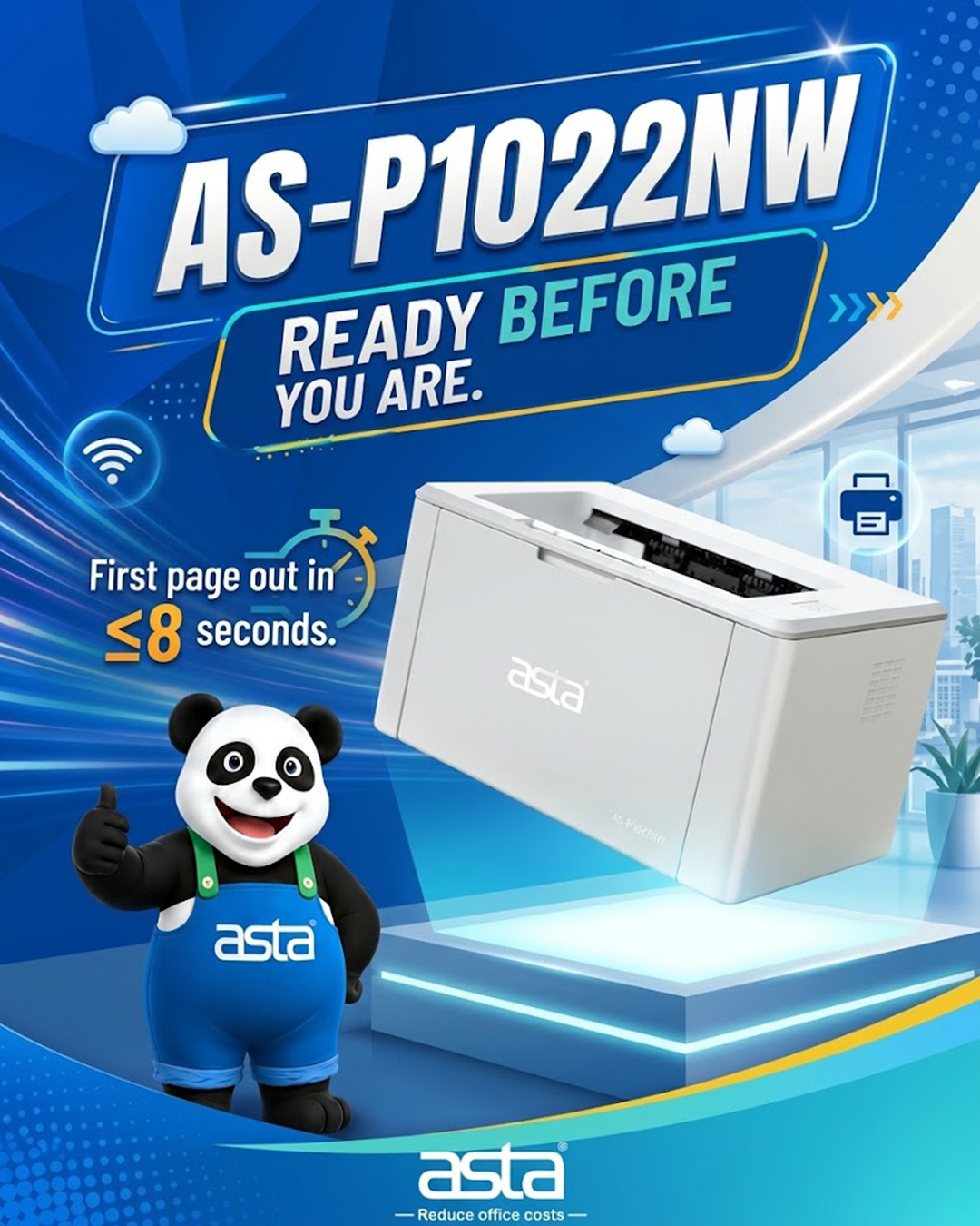 ASTA AS-P1022NW打印机快速办公打印解决方案,适用于全球经销商和批发商。
