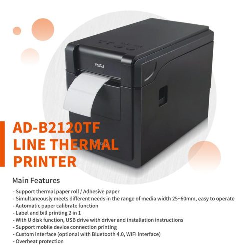 ASTA 203dpi 127mm/s usb barcode thermal label printer machine AD-B2120TF