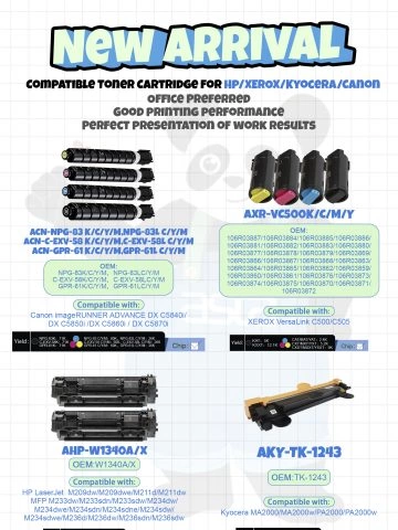 New Arrival-Compatible Toner Cartridge For HP/Xerox/Kyocera/Canon