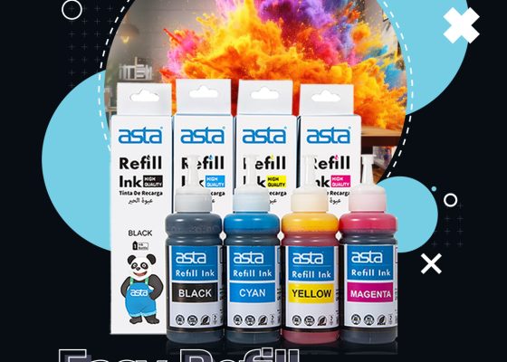 ASTA Refill Ink (BK/C/Y/M) — Easy Refill, Smooth Prints for Daily Color Output